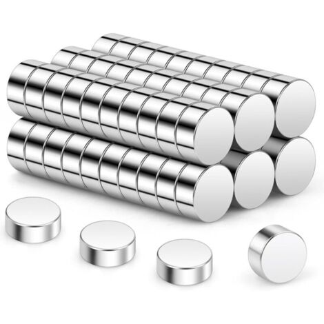 Petits aimants ronds 8 x 3 mm Lot de 60, aimants miniatures pour bricolage, réfrigérateur, maison, bureau