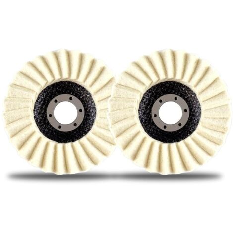 Lot de 2 disques de polissage à lamelles en feutre de laine, 4,5 pouces, pour meuleuse d'angle, métal, marbre, meubles, cire pour voiture