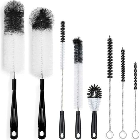 8 brosses de nettoyage : goupillon, goupillon, écouvillon, goupillon et verre avec crochets de suspension