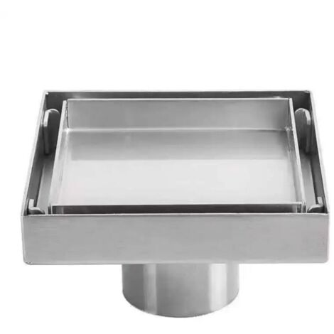 Tigrezy – Siphon de sol en acier inoxydable SUS 304 – Drain carré 10 x 10 cm – Capacité de drainage élevée – Anti-odeurs et nuisibles (1/4)