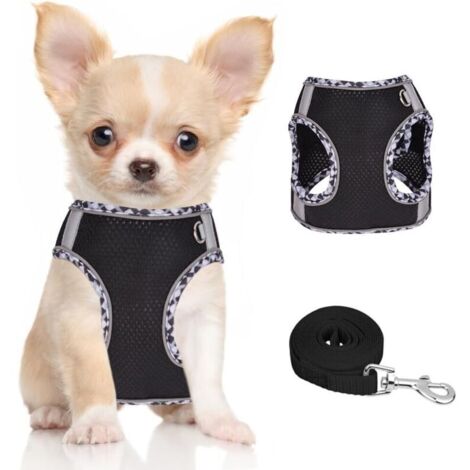 Harnais pour chiens de petite et moyenne taille, harnais et laisse pour chiots, harnais en maille réfléchissante, gilet rembourré doux et respirant pour chien,XXS (1/4)