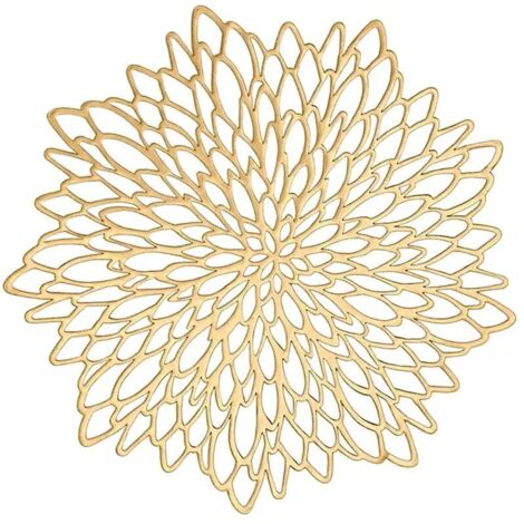 Doré Set De Table Rond, Vinyle Set De Table Or pour Mariage, Dîners, Restaurant, Hôtel, 36cm (Sets De 6)
