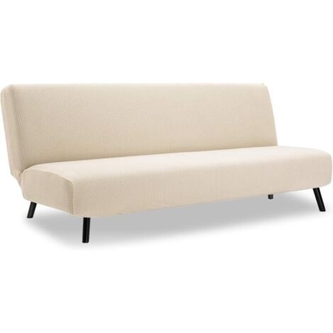 Housse de canapé, housse élastique de canapé 3 places pour Clic Clac, housse de canapé jacquard élastique réglable (3 places, beige) (1/4)