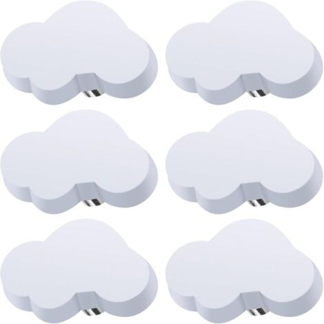 Lot de 6 Boutons de Tiroir en Forme de Nuage, Boutons de Meuble Enfant, Boutons en Caoutchouc pour Filles Garçons, pour Poignée D'armoire, Tiroirs, Chambre D'enfant (Blanc)