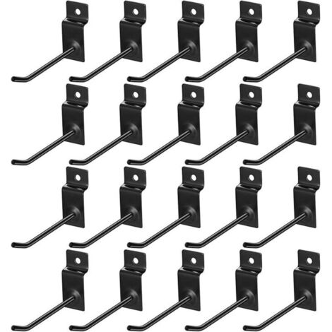 20 Pcs Crochet pour Panneau Perforé Mural, 10cm Crochets pour Panneaux Perforés, Crochet Panneau Perforé Porte Mural, Crochets Muraux pour Garages, Remises à Outils, Ateliers