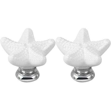 Lot de 2 boutons de meuble en céramique en forme d'étoile de mer - Pour porte, tiroir, porte, meuble(3.43.42.4cm) (1/4)
