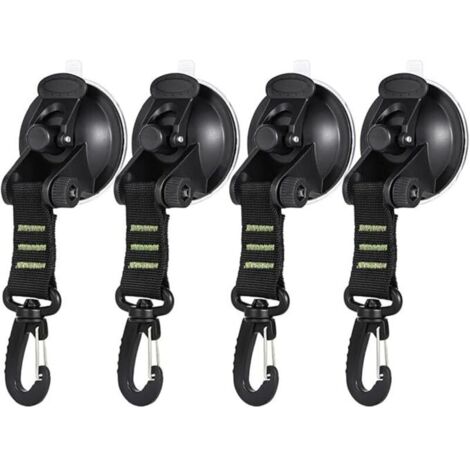 4 Pièces Ancre à Ventouse avec Fixation du Crochet d'Arrimage, Ventouse Crochet Voiture, Tentes Latéral Voiture Accessoire Bâche de Camping, pour Voiture Bateau Camping Tente Bagage(Vert)