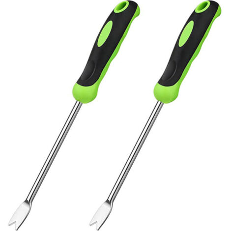 Lot de 2 fourches à racines de désherbage manuelles, extracteur de racines de désherbage manuel, outil de désherbage manuel pour creuser, désherber, ameublir le sol, extracteur de pissenlit pour