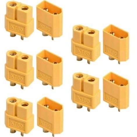 Lot de 10 connecteurs XT60, connecteurs de batterie XT60, prise de connecteur de batterie XT60 pour véhicule jouet à batterie RC, 5 connecteurs mâles et 5 connecteurs femelles