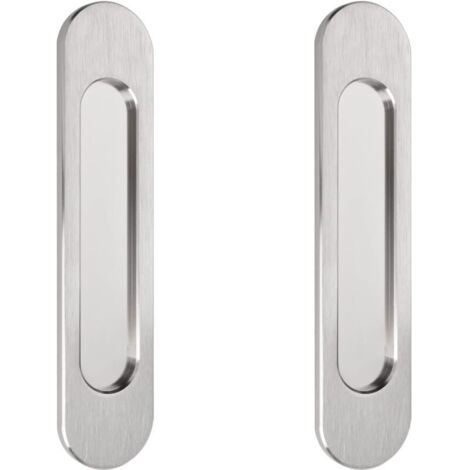 Lot de 2 poignées de porte coulissantes ovales auto-adhésives en alliage d'aluminium brossé pour portes coulissantes, fenêtres et armoires 18 cm (1/4)