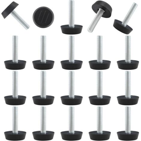 Lot de 20 niveleurs réglables filetés à visser pour meubles, pieds de nivellement M6 pour meubles de patio, pieds de table, chaises et pieds de meubles