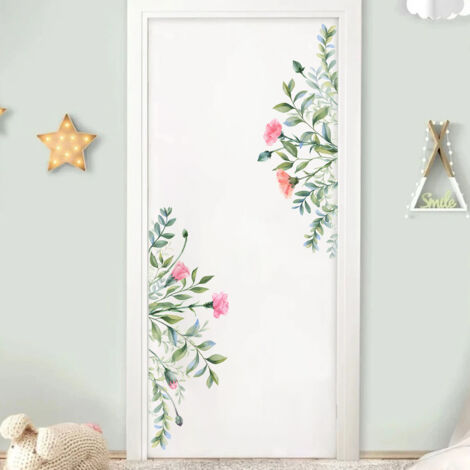 Lntyq Autocollants Muraux de Plantes,Sticker Mural Fleur Feuille Verte,Stickers Muraux Feuilles Tropicales,Grand Stickers Muraux,Autocollant Mural Plantes Décoration Murale Chambre Salon Bureau (1/5)
