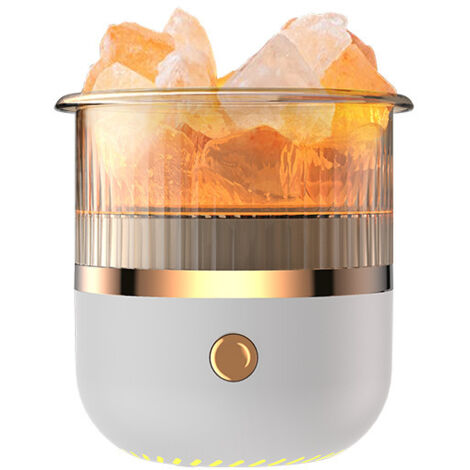 Humidificateur en cristal de sel diffuseur d'huiles essentielles USB avec lumière LED Petit humidificateur d'air portable pour la maison et le bureau (blanc) (1/5)