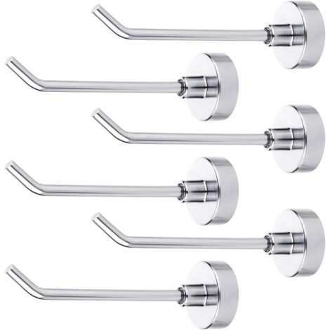 6 Pièces Crochets Magnétiques, Crochets Magnétiques Robustes 5.5cm Crochets Magnétiques pour Suspendre pour Cabines de Croisière, Gril, Réfrigérateur, Cuisine, Garage, (Argent) (1/5)
