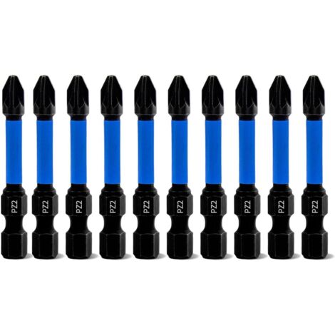 Lntyq Jeu de Embouts Tournevis de Pozidriv Professionnels 10Pcs Longueur 50mm Embouts Visseuse PZ2 Magnétique à Choc avec 1/4" Hexagonale Tige (1/5)