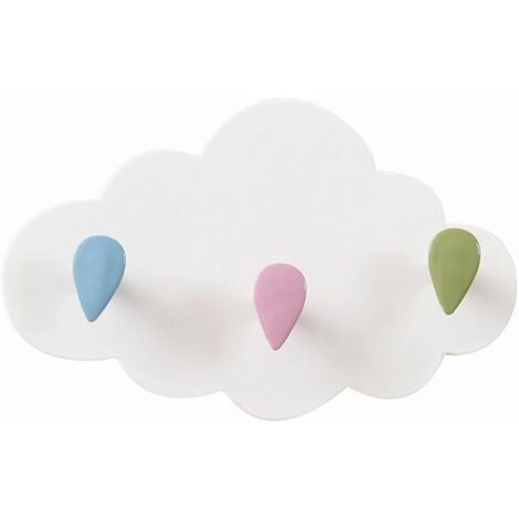 1 Pcs Crochets pour Porte-Manteau Nuage,3 Crochets Crochets pour Porte-Manteau Enfants en Plastique sans perçage Crochets muraux Nuage Auto-adhésifs et imperméables,adaptés à la Garde-Robe (1/5)