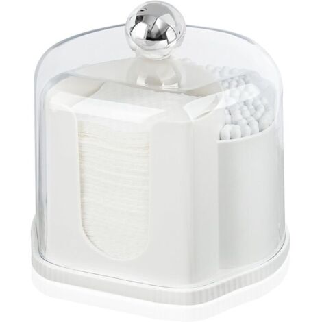 Boîte de rangement transparente pour cotons-tiges et cure-dents avec couvercle anti-poussière, conception 2 en 1, compartiments séparés pour un accès facile (1/4)