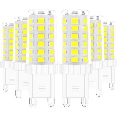 Ampoules LED G9, 5W Equivalent 40W Halogène Lampe Blanc 6000K Sans Scintillement Économie d'énergie Non Dimmable (Lot de 6) [Classe énergétique E]