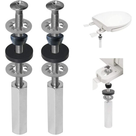 Lot de 2 boulons de siège de toilette universels compatibles avec Kohler/American Standard/TOTO/Glacier Bay, vis en acier inoxydable de 3" avec écrous longs et joints antidérapants (1/4)
