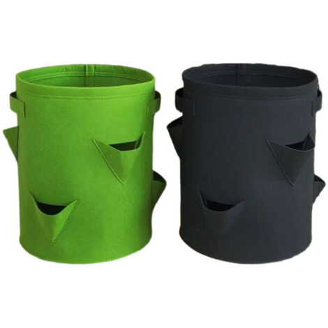 Sacs de plantation pour fraisiers, lot de 2 sacs de 40 l/10 gallons en tissu non tissé avec fenêtres de visualisation pour la plantation au jardin