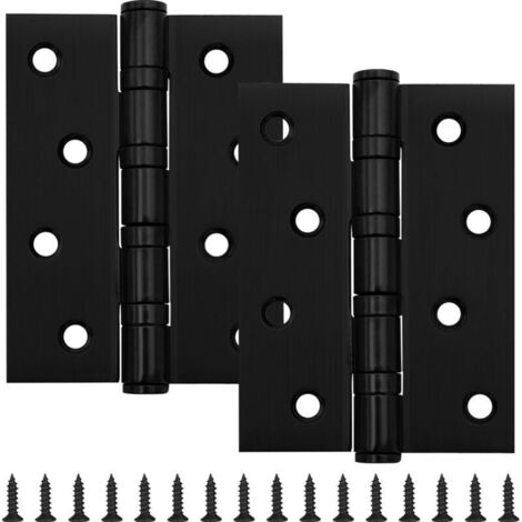 Charnières pour portes d'armoire, lot de 2 charnières en acier inoxydable, charnières pour portes lourdes, avec vis, adaptées aux portes en bois et aux portails de jardin (noir) (1/4)