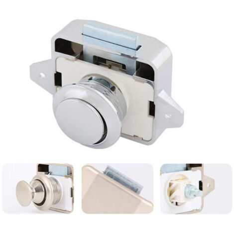 Tigrezy Bouton poussoir Loquet - sans clé Serrure de meuble Fermoir Bouton de porte de placard pour RV caravane de moteur 5 pièces Argent