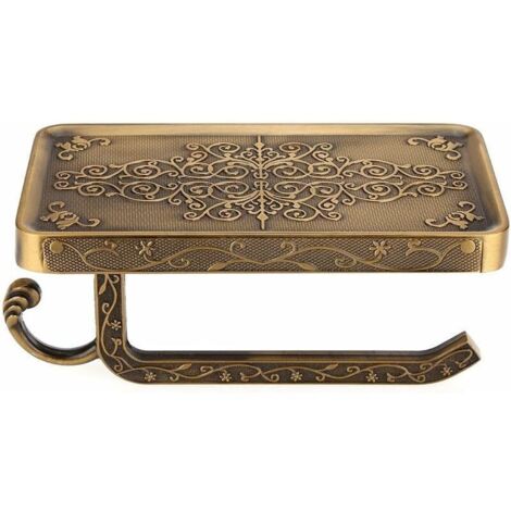 Porte-Papier de Toilette de Salle de Bains Vintage Antique Rouleau de Papier Mural Salle de Bain Cuisine avec Support de Téléphone(Antique)