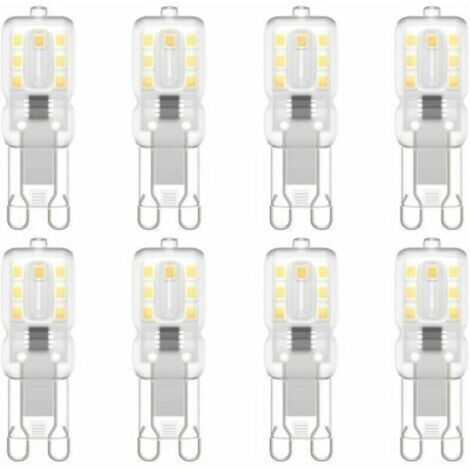 Lot de 8 ampoules LED G9, G9 LED 220 V Blanc naturel 5500 K 3 W équivalent halogène 30 W [Classe énergétique E] (1/4)