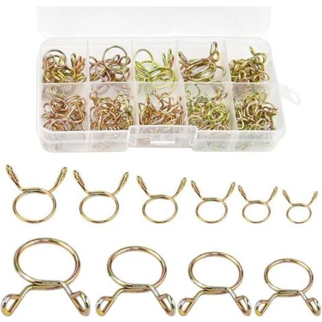 126 Pièces Clip à Ressort Tuyau Serre-Joints, 5-14 mm Colliers de Serrage à Ressort Collier Serrage Durite Essence Colliers de Serrage de Tuyau de Carburant pour Eau Tuyaux, Silicone Tubes