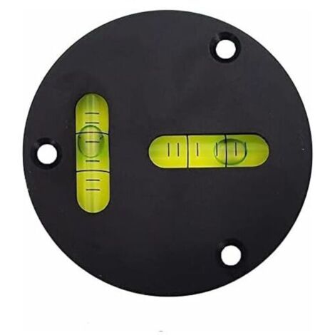 Tigrezy Niveau universel en métal rond horizontal à bulles type T - Niveau en métal - Diamètre : 60 mm - Précision : 2 mm - Peut être fixé avec des trous de vis (noir) (1/4)
