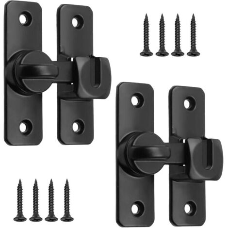 Lot de 2 loquets de porte de grange à 90/180 degrés en alliage de zinc noir pour grange, garage, chambre et armoire (1/4)