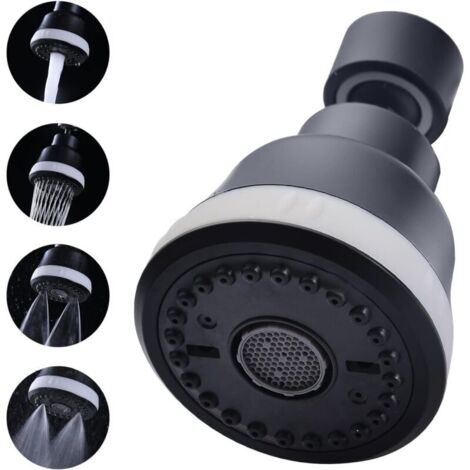 Aérateur de robinet de cuisine noir à 4 modes, rotation à 360°, économiseur d'eau, avec raccord en laiton, aérateur de robinet pour cuisine