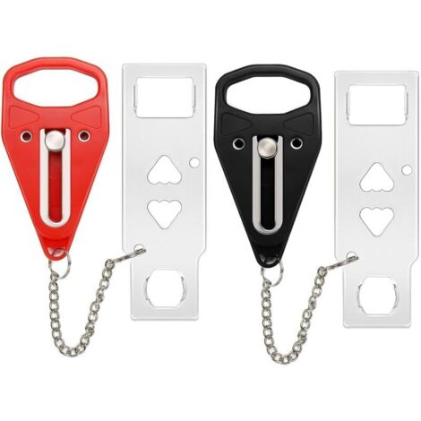 Lot de 2 serrures de porte portables supplémentaires pour plus d'intimité et de sécurité à la maison, à l'hôtel et en appartement, empêchant les entrées non autorisées
