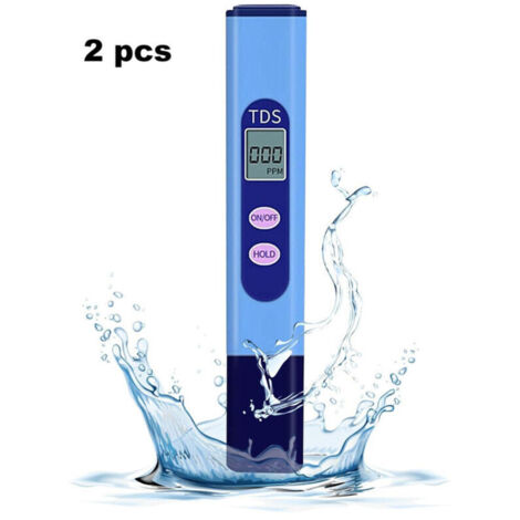 Lot de 2 testeurs TDS, testeur de qualité de l'eau avec écran LCD, plage de mesure de 0 à 9990 ppm, portable, pour l'aquaculture, les piscines et les robinets domestiques