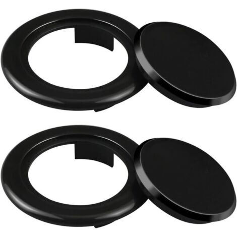 Lot de 2 anneaux et capuchons de parasol standard de 5 cm pour table de jardin, patio en verre (noir)