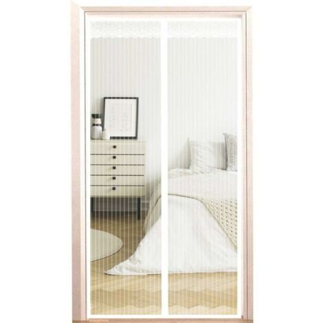 Tigrezy Moustiquaire magnétique - Moustiquaire magnétique - Fermeture de voiture - Adsorption magnétique - Pour portes/patio - Blanc - 80 x 200 cm (1/4)