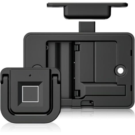 Serrure de sécurité à empreinte digitale noire, serrure de meuble intelligente avec 20 empreintes digitales, serrure de tiroir sans clé avec poignée (1/4)