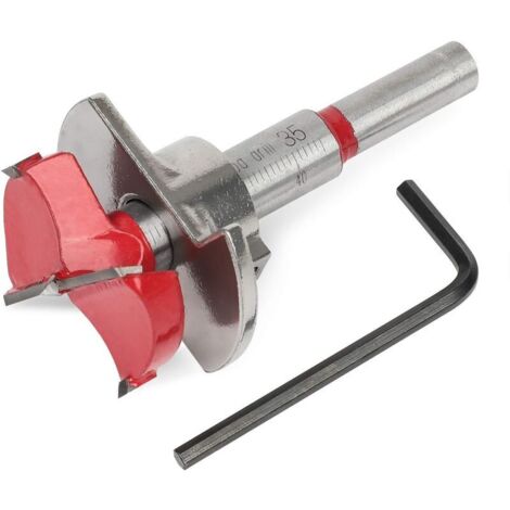 Fraise à bois de 35 mm pour charnières de portes et de meubles avec butée de profondeur (10-40 mm) (1/4)