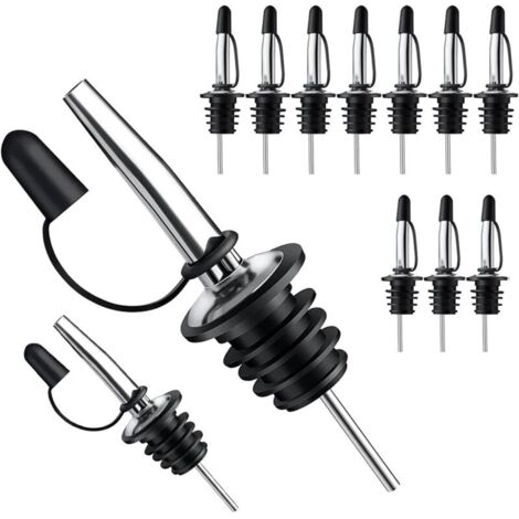 Lot de 12 becs verseurs pour alcool et huile d'olive avec bouchon anti-poussière, accessoires pour barman