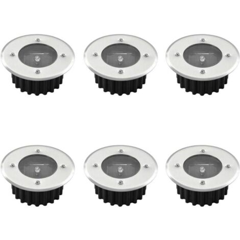 Lampes solaires plates pour allée extérieure : 6 lampes solaires d'extérieur étanches au sol – Lampes solaires à disque pour allée, cour et pelouse (1/4)