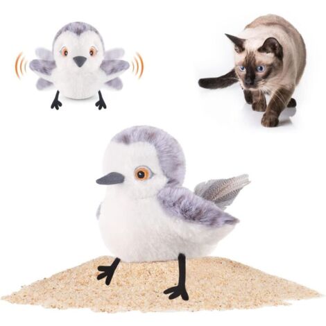 Jouets pour chats : oiseau battant des ailes (ne pas voler), bécasseau de vie qui gazouille, jouet rechargeable à activation tactile pour chatons de toutes races