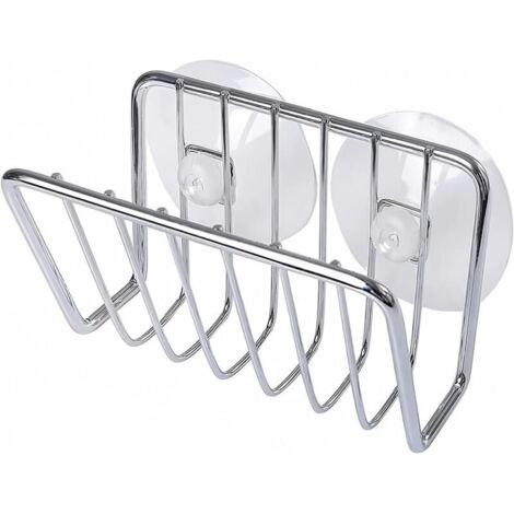 Porte-éponge à ventouse en acier inoxydable pour évier de cuisine - Argenté (1/4)