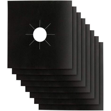 Housses de protection pour cuisinière à gaz - Noir - 0,2 mm - Double épaisseur - Réutilisables - Antiadhésives - Nettoyage rapide - Dimensions : 27,9 x 27,9 cm - Sans BPA (8 paquets)