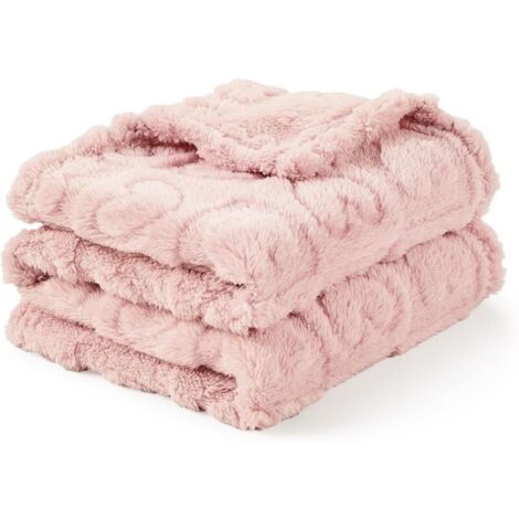 Couverture Sherpa pour bébés filles et garçons, douce, chaude et confortable, parfaite pour une baby shower ou une fête prénatale, 75 x 100 cm, rose à motifs cœurs.