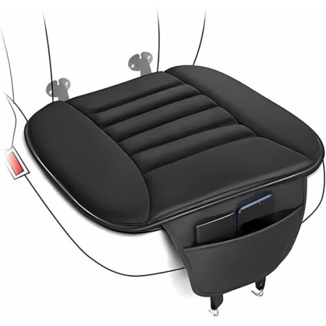 Coussin de siège auto monobloc, protection de siège en mousse à mémoire de forme, avec poche, pour voiture, bureau, maison, canapé (noir) (1/4)