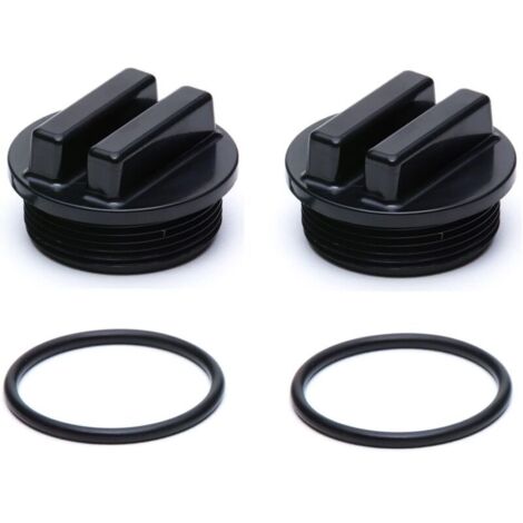 Bouchon de vidange fileté noir 1-1/2" pour filtre de piscine (SP1022CBLK, 86202000, 190030, 27001-0022) avec joint torique pour filtre de piscine Pentair, Hayward et Sta-Rite (lot de 2)