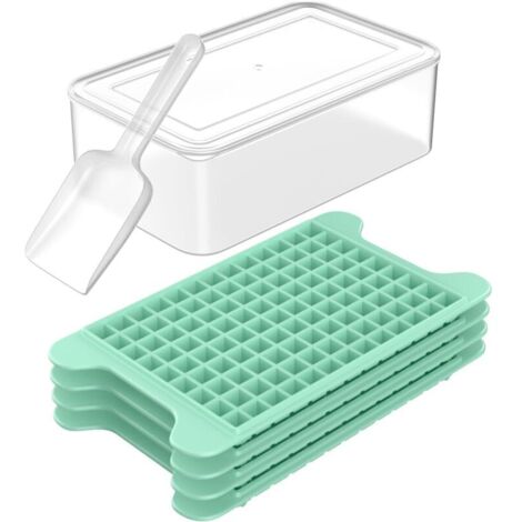 Mini bac à glaçons pour congélateur : petits bacs à glaçons pour congélateur avec bac – 117 x 4 pièces, pépites faciles à démouler avec récipient