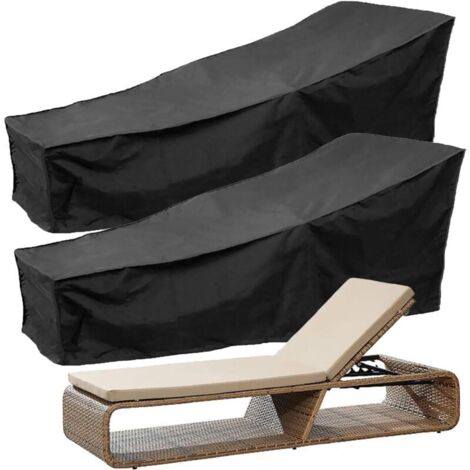 Housse de chaise longue de jardin 2 pièces, housse de chaise longue d'extérieur 210D, imperméable, pliable, anti-poussière, polyester, 210 x 75 x 80 cm (1/4)