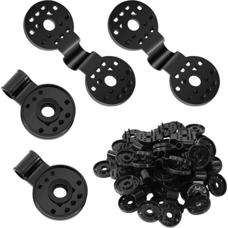 Lot de 40 clips ronds en plastique noir pour filet pare-soleil, filet anti-oiseaux, filet de jardin, filet d'ombrage, accessoires pour tissu d'ombrage (1/4)