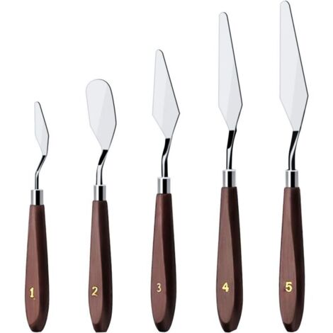 Lot de 5 spatules à gâteau en acier inoxydable pour glaçage, pâtisserie, mélange, peinture à l'huile, décoration, crème, toner (1/4)